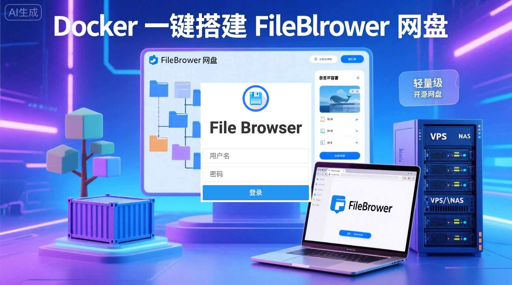 在VPS或飞牛云NAS上用Docker搭建一个轻量级开源网盘项目-filebrowser